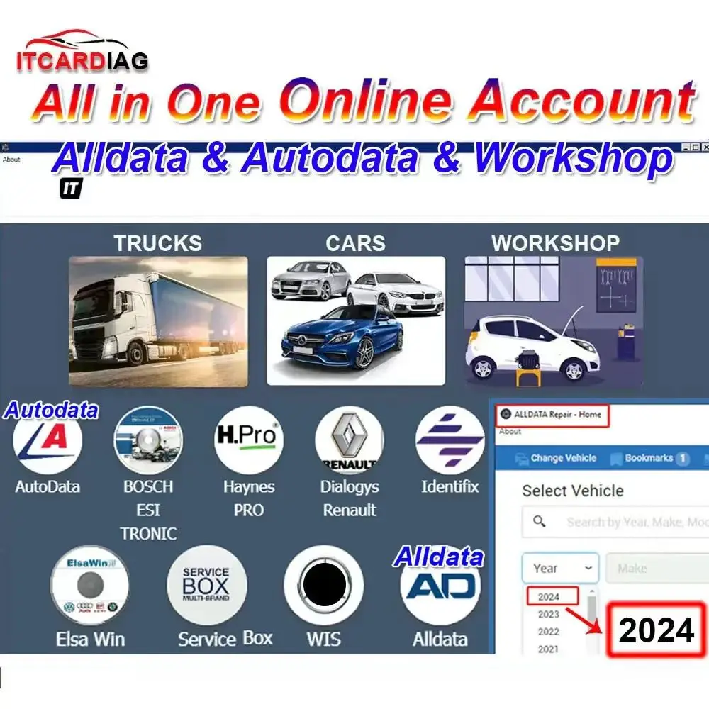 2024 Online Account for Autodata Auto Data Alldata All Data Workshop Identifix Haynes PRO WIS Service Box Workshop Repair Soft