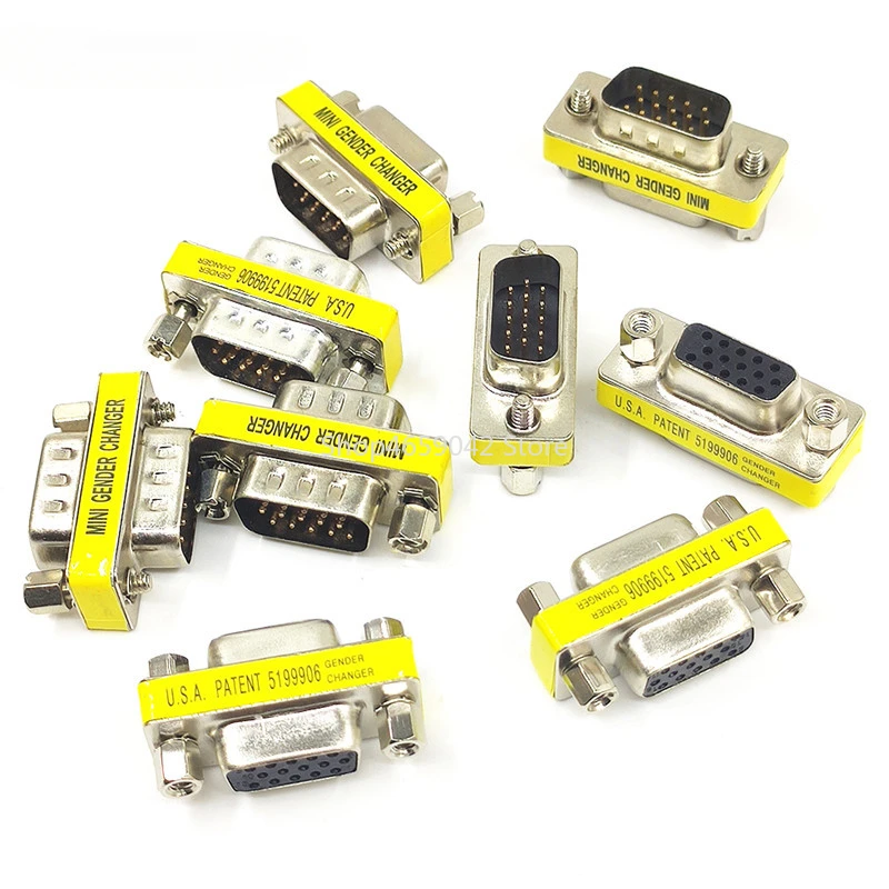 2pcs DB15 VGA Connector Mini Gender Changer Adapter 15 Pin Joint Serial Port M/M M/F F/F Converter