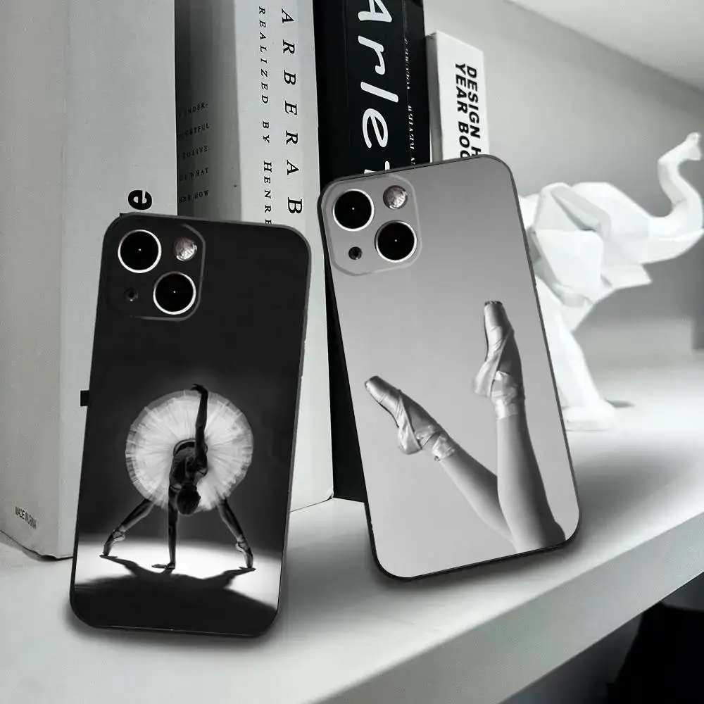 

Ballerina Ballet Dancing Phone Case For iPhone16,15,14,13,12 Mini 11 Pro XR,X,XS,MAX 7,8 Plus Silicone Cover Soft Black