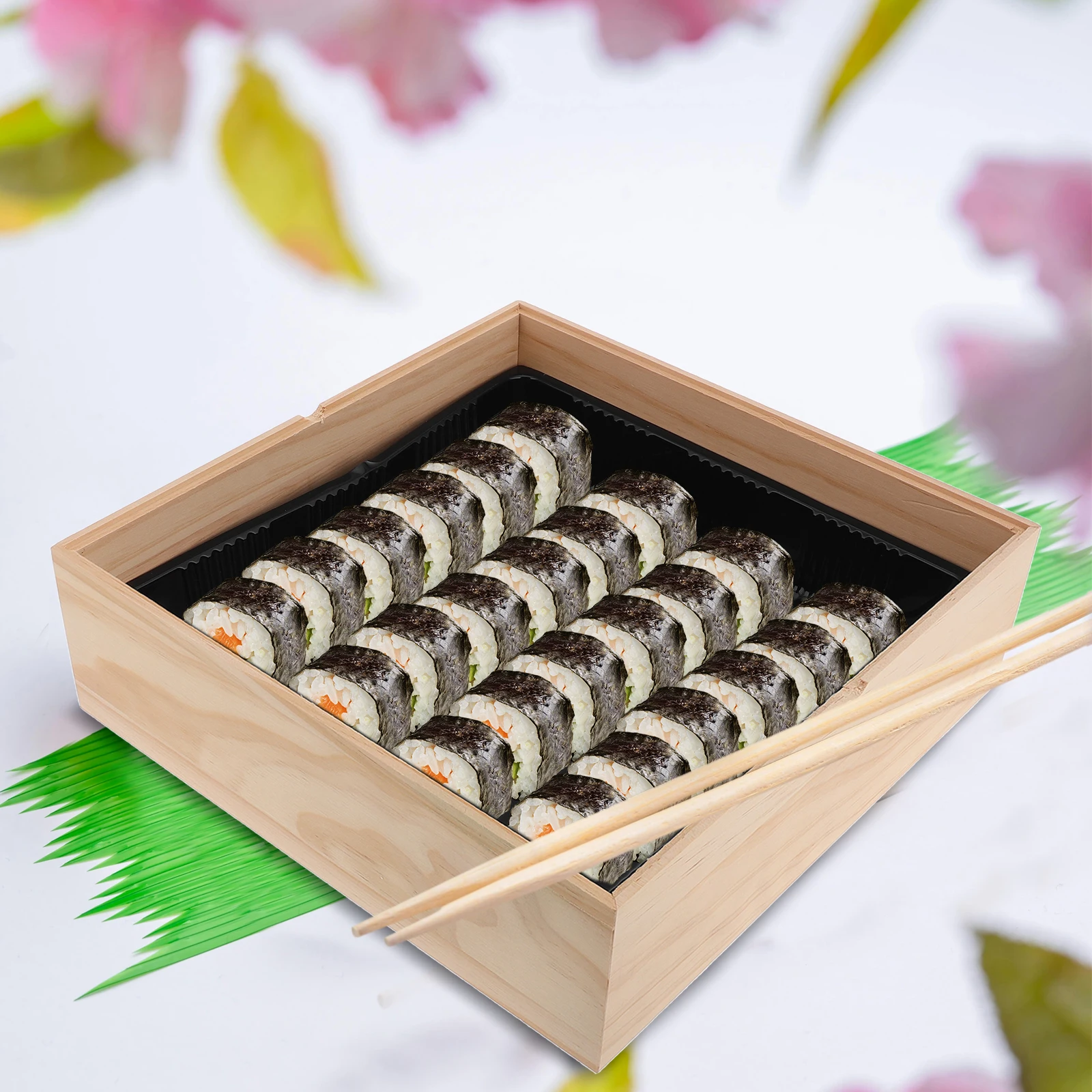 

Disposable Wooden Sushi Packaging Box Trays Sashimi Serving Plate Japanese Food Eco-Friendly Takeout Solution for Restaurant