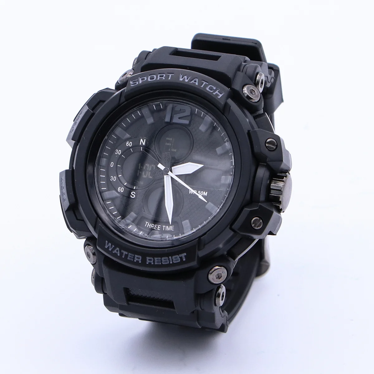 

Men's Analog Digital Watch 50m Waterproof LED Backlight Chronograph Alarm Stopwatch PU Band Stainless Steel Buckle