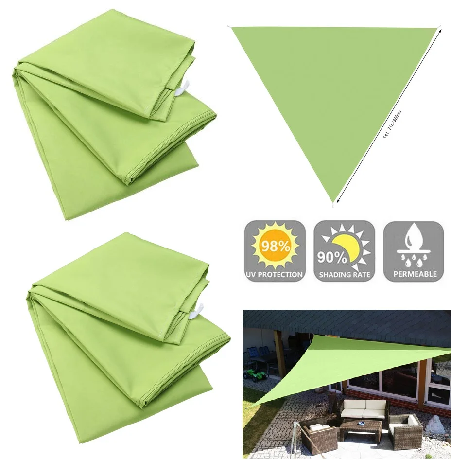 

Triangle Sun Shade Sail Waterproof Canopy for Patios Lawn Garden Pool BBQ Areas Green Mesh Tarp Lightweight