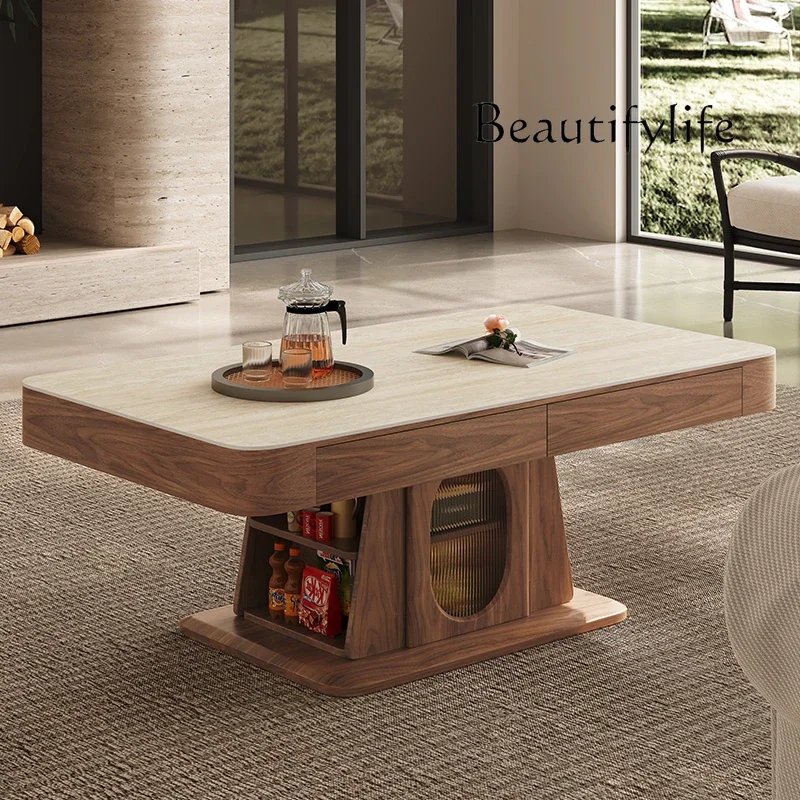 N40 Movable lifting rock slab coffee table dining table dual-purpose living room home multi-function voice coffee table