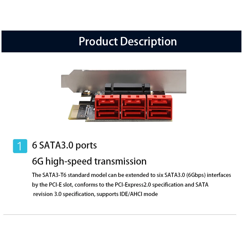 Imagem -02 - Adaptador Pci-e Sata para Desktop Game Portas Sata 3.0 para Pcie Cartão de Expansão Asm1166 Chip Riser Card Conversor Sata 3.0