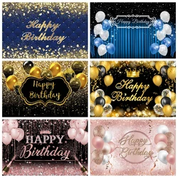 Golden Diamonds Blue Headboard Wall Adult Birthday Party Poster Banner Custom Photographic Backdrop Photography Background