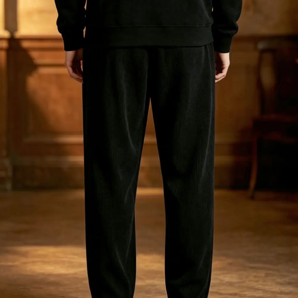 Corduroy Trousers Men Loose Straight Leg Pants Vintage Style Casual Comfortable Autumn Winter Daily Wear Fashion Bottoms