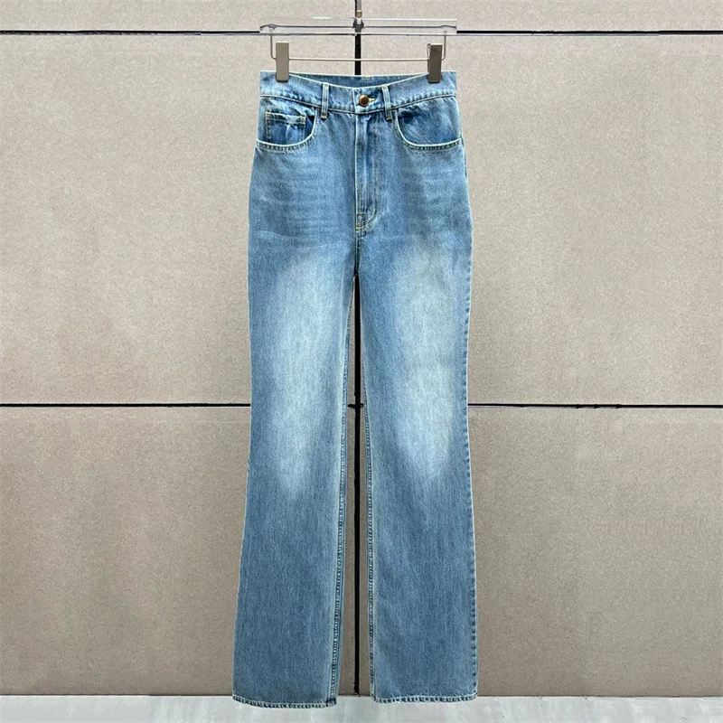 women's jeans New high waisted slim fit straight leg pants for autumn 2026 Retro pure cotton bell bottom pants y2k Denim pants