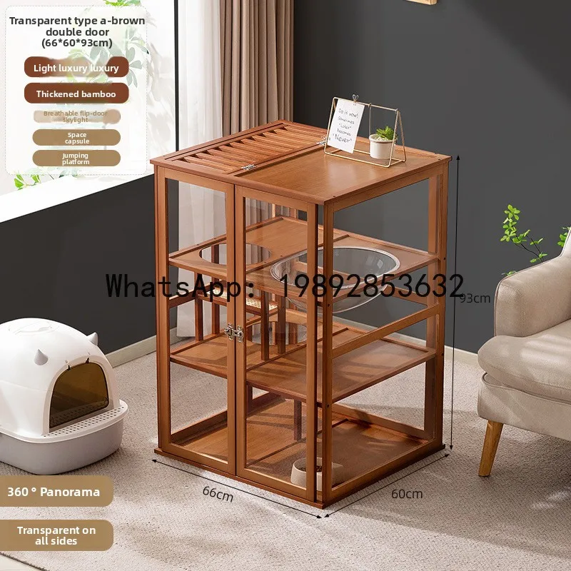 YFY Cat Villa  House Home Indoor Solid Wood  House  Cage Extra Large Free Space Cat Climbing Frame Integrated