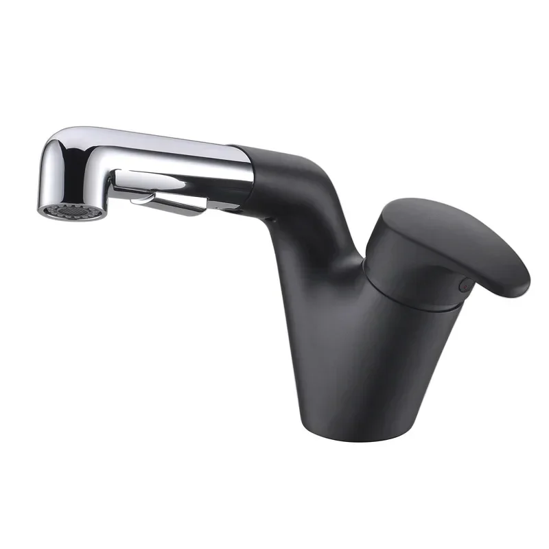 

Black hot and cold faucet, wash basin toilet table, pull-out faucet