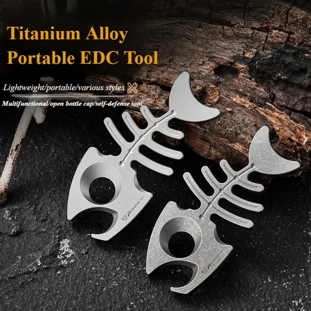 

Многофункциональный брелок в форме рыбьей кости из титанового сплава, открывалка для бутылок, портативное ожерелье, подарок, уличные инструменты EDC