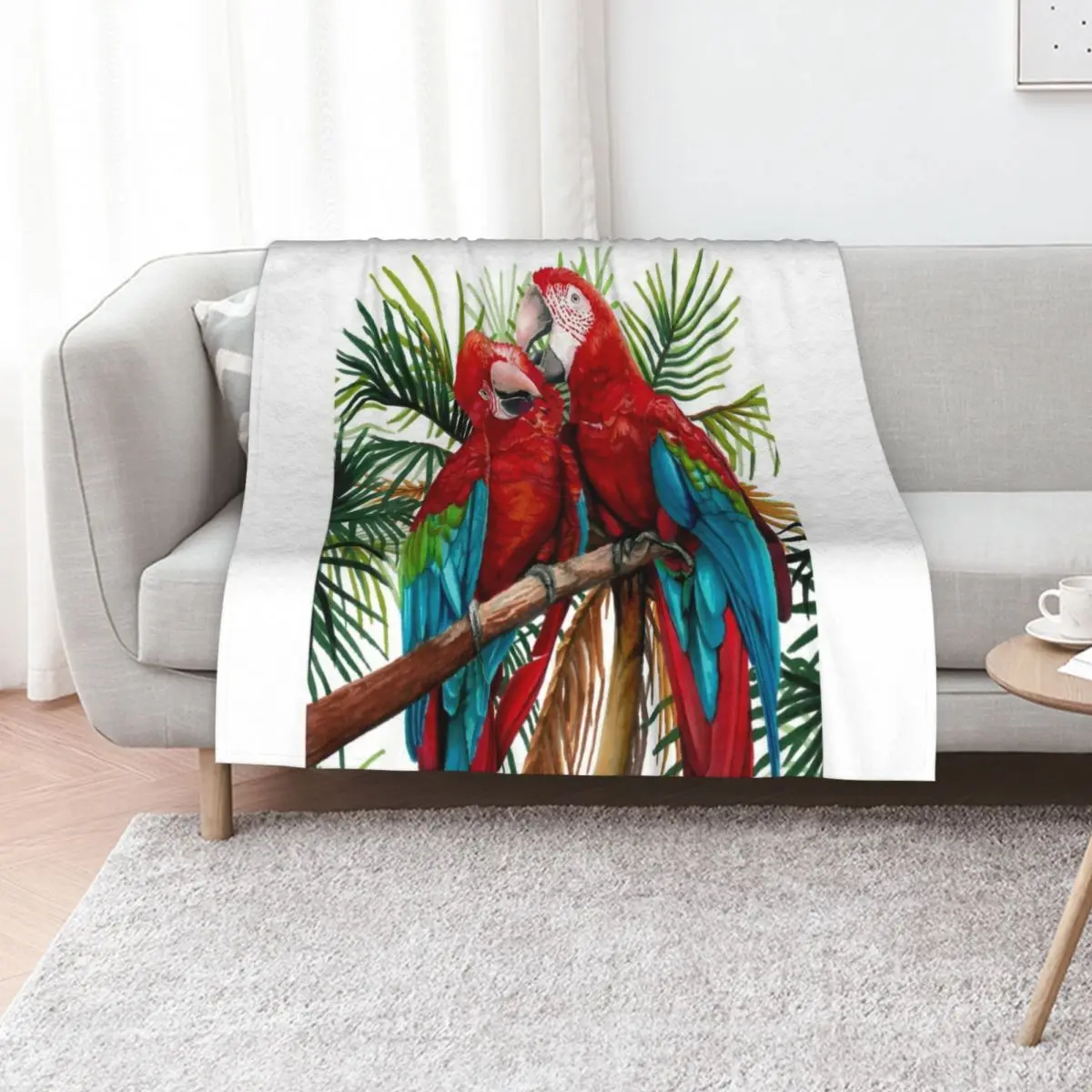 Macaws in Love Throw Blanket Bed covers Shaggy Giant Sofa Decoratives cosplay anime Fashion Sofas Blankets