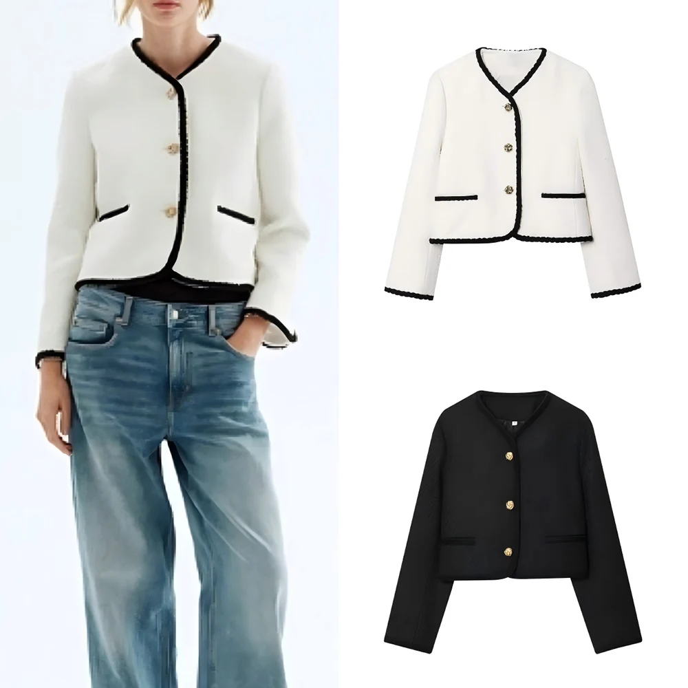 

Women's New Fashion casual Short V-neck Bordered Velvet Coat Retro Long Sleeve Button-up Women's Coat chic Top