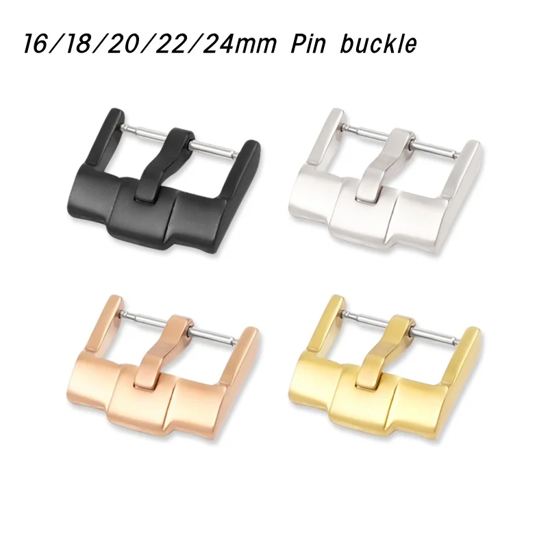304 Stainless Steel Pin Buckle Watch Clasp 16mm 18mm 20mm 22mm 24mm For Leather Silicone Electronic Watch Strap Accessories