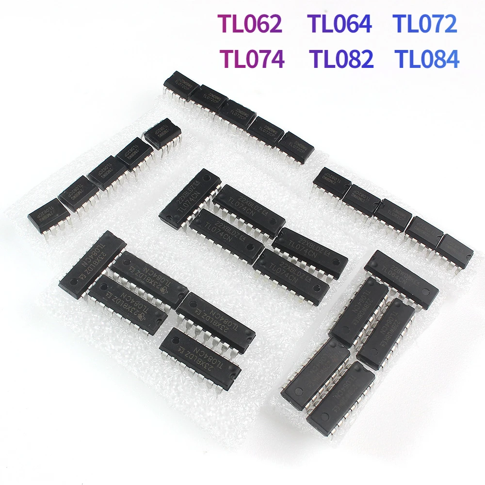 10/30pcs IC set 6 types TL062 TL064 TL072 TL074 TL082 TL084 DIP Integrated Circuits Electronic Kit  Audio amplifier