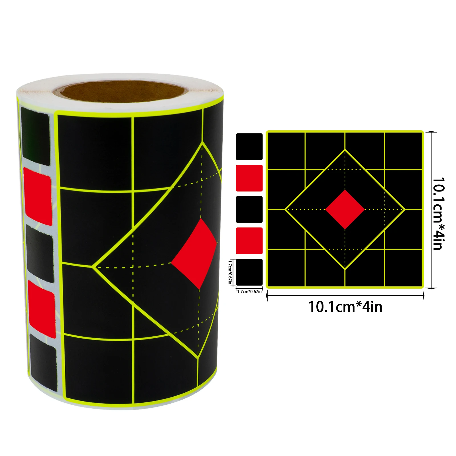 100Pcs 4-Inch Square Shooting Targets with Adhesive Backing for Practice, Fluorescent Color Labels (Can Be Used for Real Gun Practice and Airgun Practice), Highly Visible Shooting Target Stickers