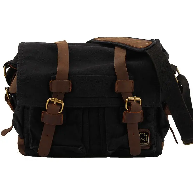 Men\'s Women\'s Casual Vintage Canvas Leather Cotton Rucksack Mountaineering Messenger Bag School Shoulder Bag