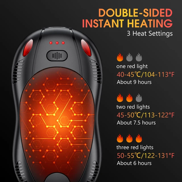2pcs Electric Hand Warmers 10000mAh Battery, 3 Seconds Quick Heating&Long-Lasting, Double Side 3 Levels Heating, Pocket Warm Heater for Christmas Thanksgivving Hunting Golf, Perfect Festival Gift for Women Men 3 2pcs Electric Hand Warmers 10000mAh Battery, 3 Seconds Quick Heating&Long-Lasting, Double Side 3 Levels Heating, Pocket Warm Heater for Christmas Thanksgivving Hunting Golf, Perfect Festival Gift for Women Men 3