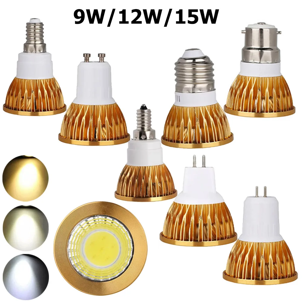 

9W 12W 15W LED COB Downlight 3000K-6500K Lighting Ceiling Bedroom Lights Saving Bulbs Decor Spot Lamp Home GU10 E27 B22 E24