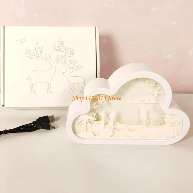 K1AA ​​облачная бумага гравировка светодиодная ночная свет Dektop Baby Kid Decor