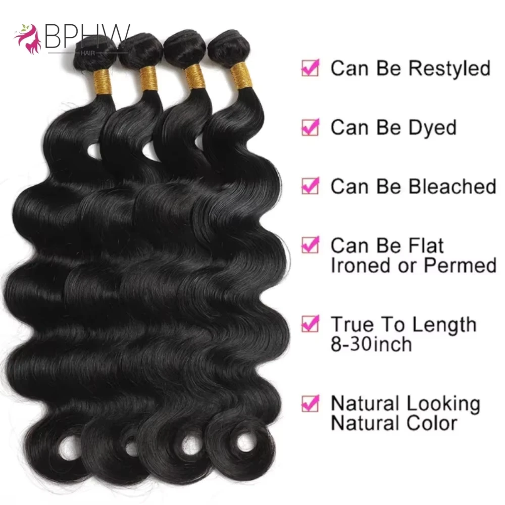 Body Wave Human Hair Bundles 100% Brazilian Raw Human Hair 1/3/4 Bundles for Women Wholesale Natural Color Human Hair Extensions