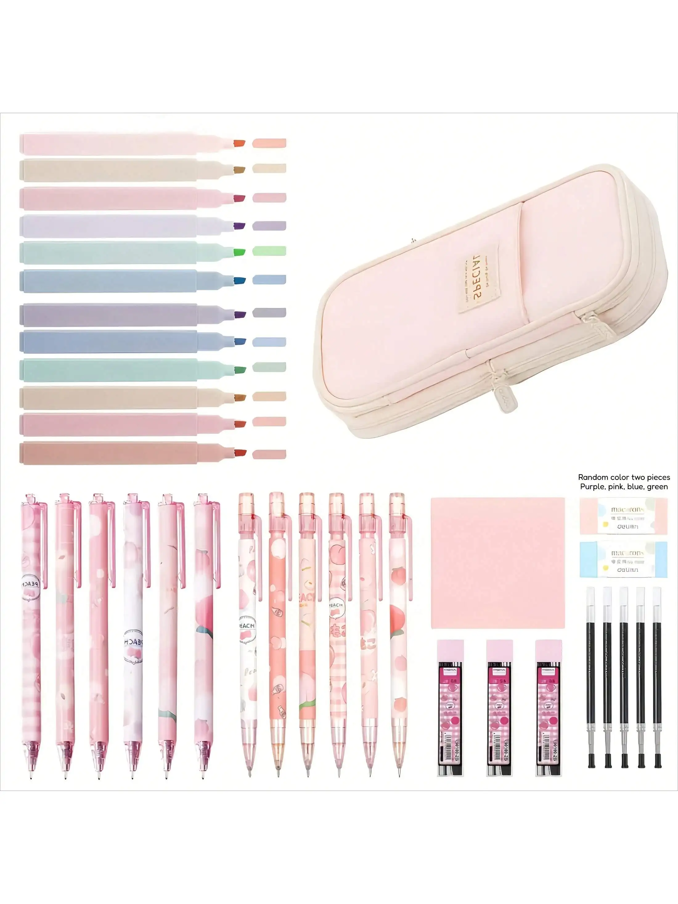 

Набор из 36 предметов милых школьных принадлежностей с пеналом, маркерами, гелевыми ручками и механическими карандашами для студентов, незаменимый для учебы и колледжа