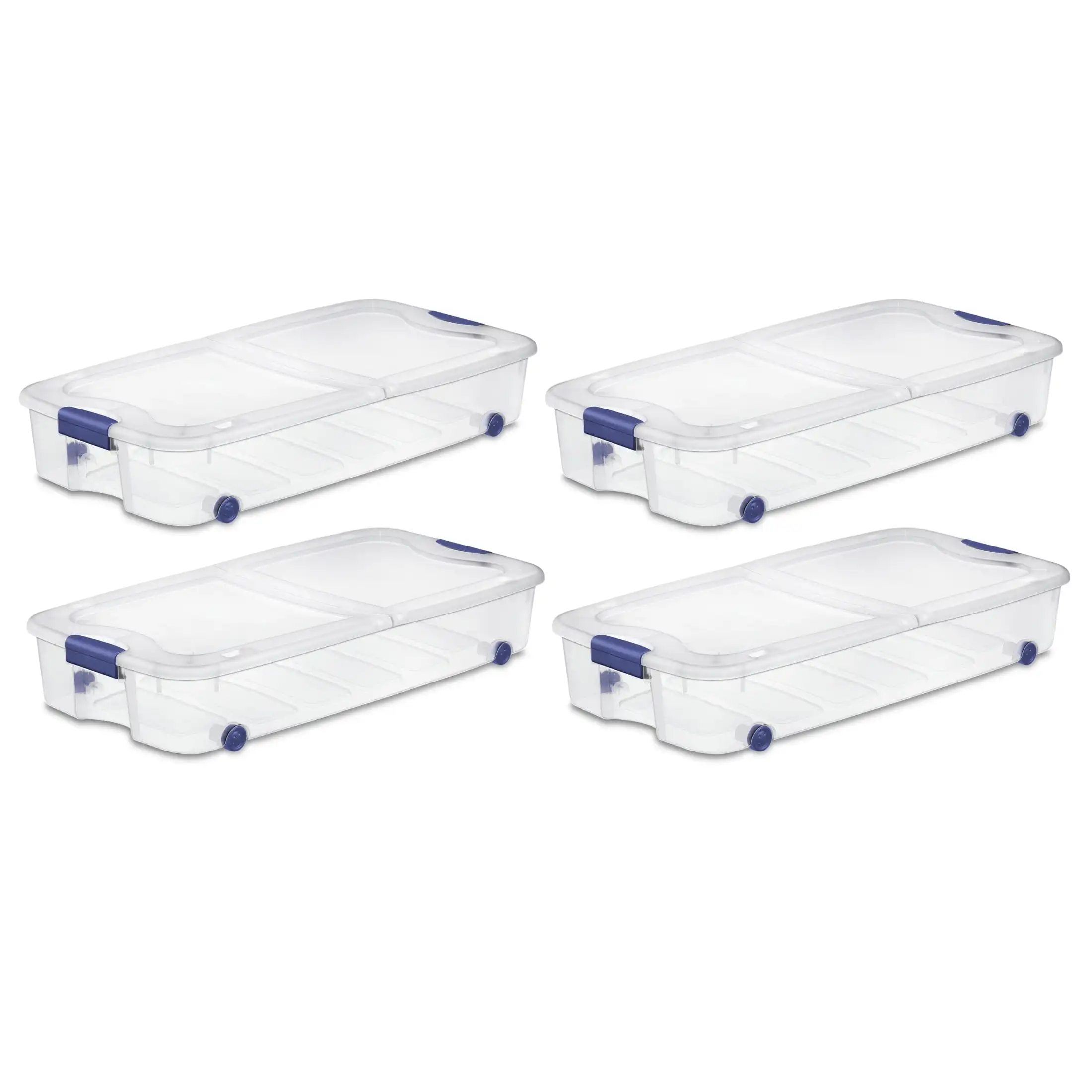 

66 Quart Ultra™ Storage Box, Clear Underbed Storage Bin, Lid Wheels, Blue, 4 Count