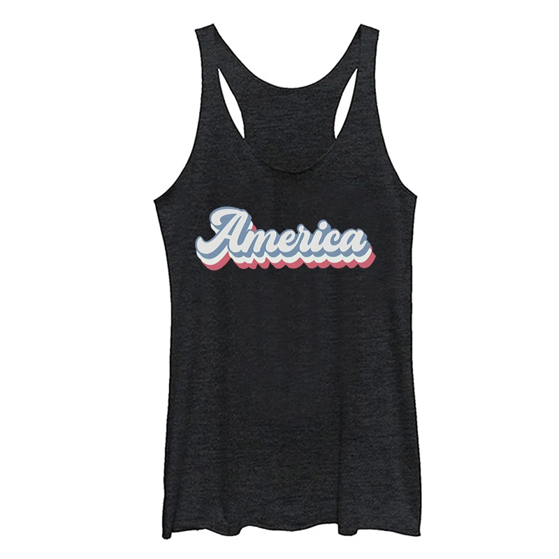 

America Tops Red White Blue Tanks 4th of July Memorial Day Black Top Independence Day Tank Tops American Flag Women Clothes L