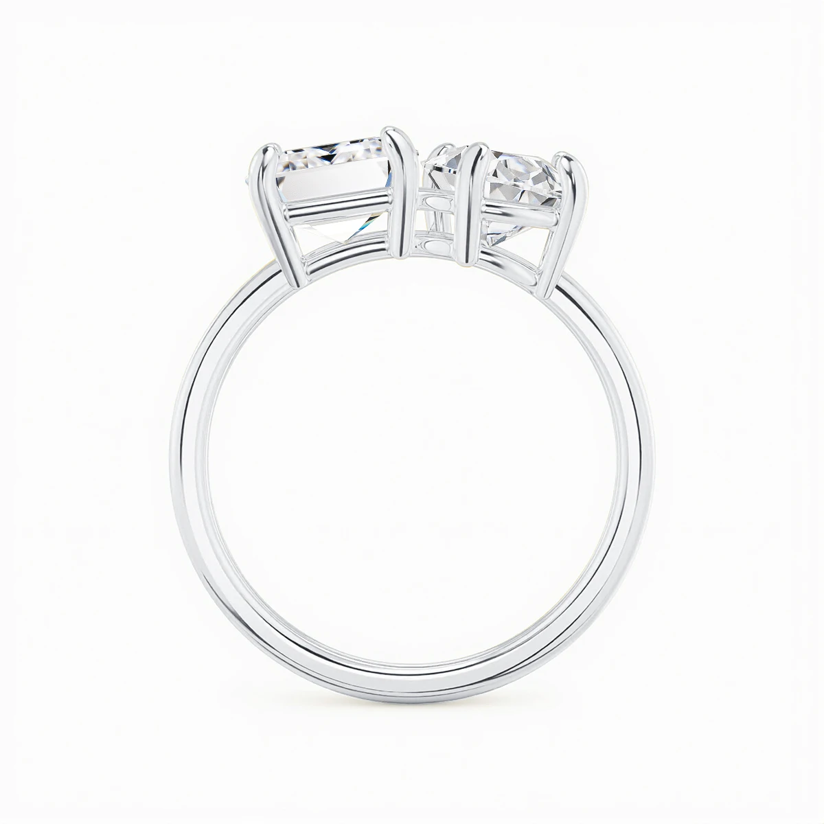 Zertifizierter 3,5 Karat 2-Stein-Moissanit-Ring für Damen, 100% 925 Silber, Luxus-Designer-Marke, Hochzeitsschmuck mit Labor-Diamanten, hohe Qualität – Detail 4