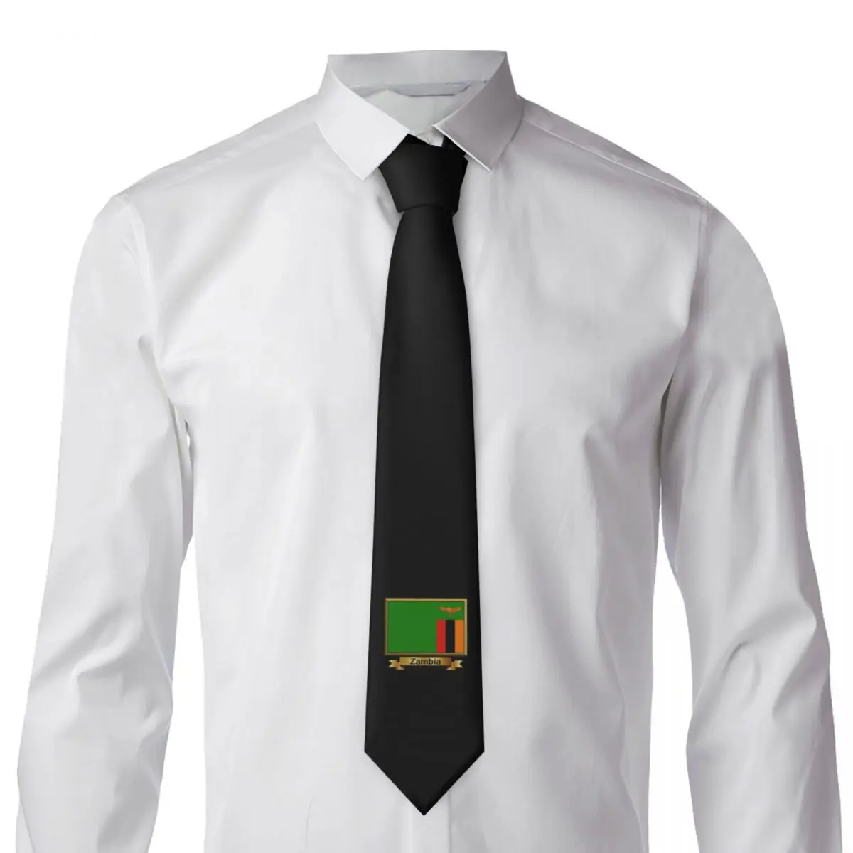 Corbata con bandera de Zambia para hombre, corbatas ajustadas de poliéster y seda, accesorios de boda, corbatas clásicas