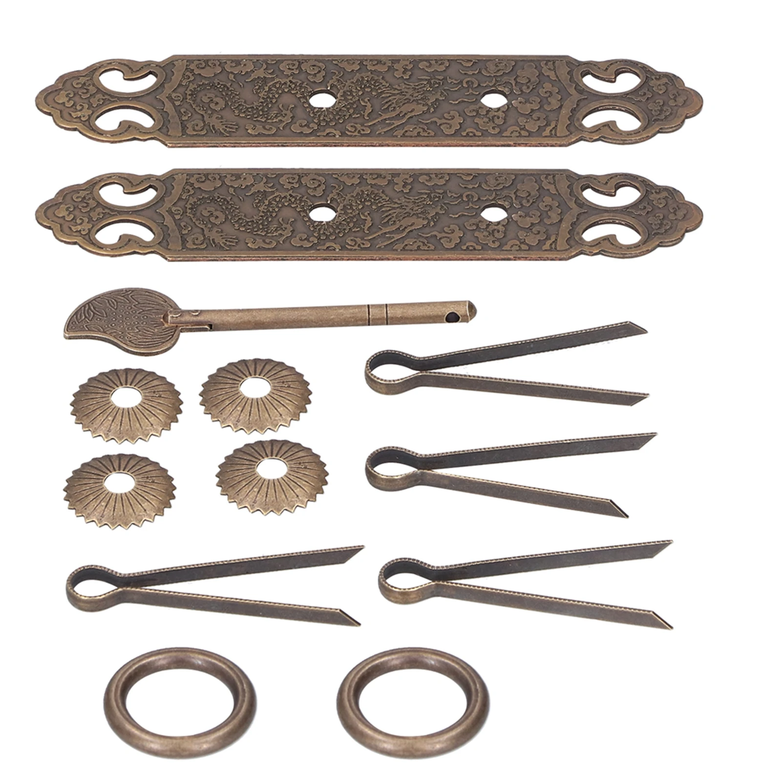 Door Handle Antique Brass Exquisite Pattern Straight Bar Handle Accessories for Cabinet Wardrobe