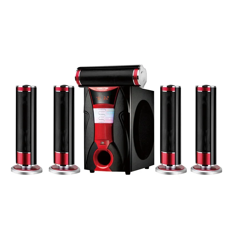 

African Speaker Home Theater 5.1 Audio AC/DC Multimedia Set Stereo Sound Super Bass Subwoofer Speaker 60w