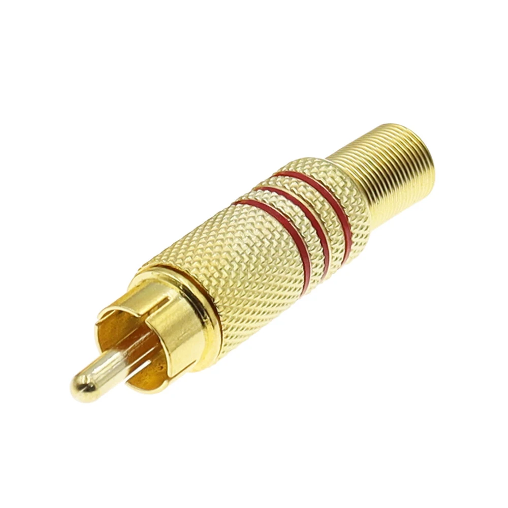 2-4 pces rca macho plug banhado a ouro adaptador de cabo de áudio e vídeo fono alto-falante conector av 1-2 pares conversor rca