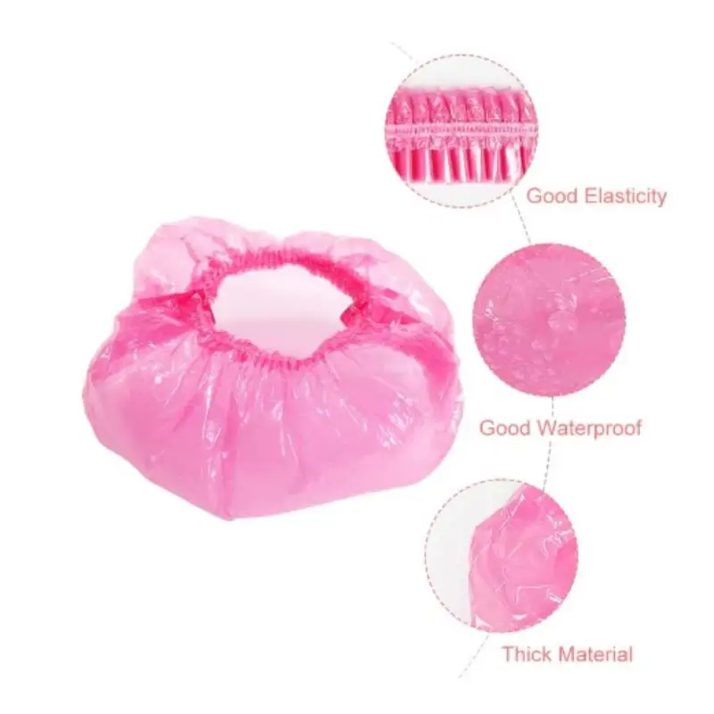 80pcs Waterproof Disposable Shower Cap Women\'s Shower Cap Head Cover Elastic Mouth Strip Plastic Pe Thickened Hair Dye