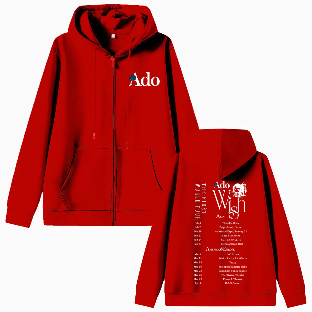 Hot Sale Ado World Tour 2025 Hibana Zipper Hoodie Men Women Fashion Japanese Style Zip Up Jacket Unisex Vintage Casual Hoodies