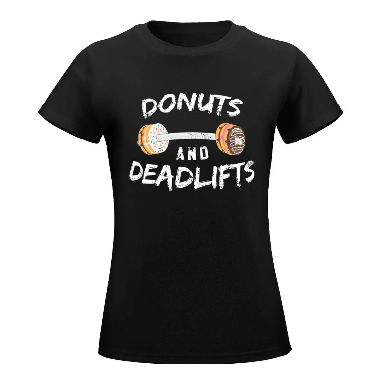 Donuts and Deadlifts T-Shirt summer tops funny Female clothing cute tops workout shirts for Women