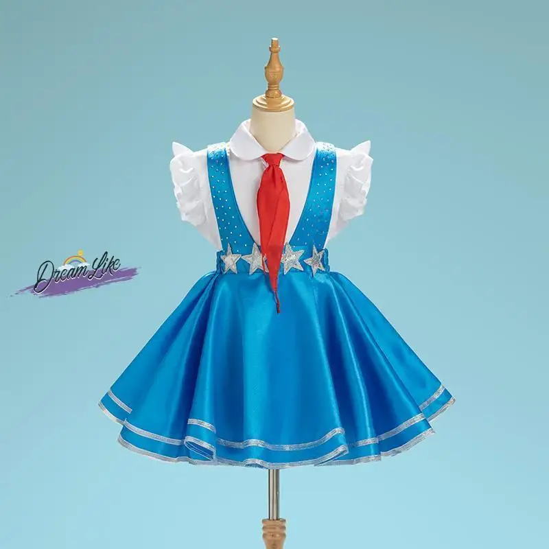 

Детский костюм для хоровых выступлений, красный патриотический наряд для учащихся начальной школы, платье для церемоний для девочек