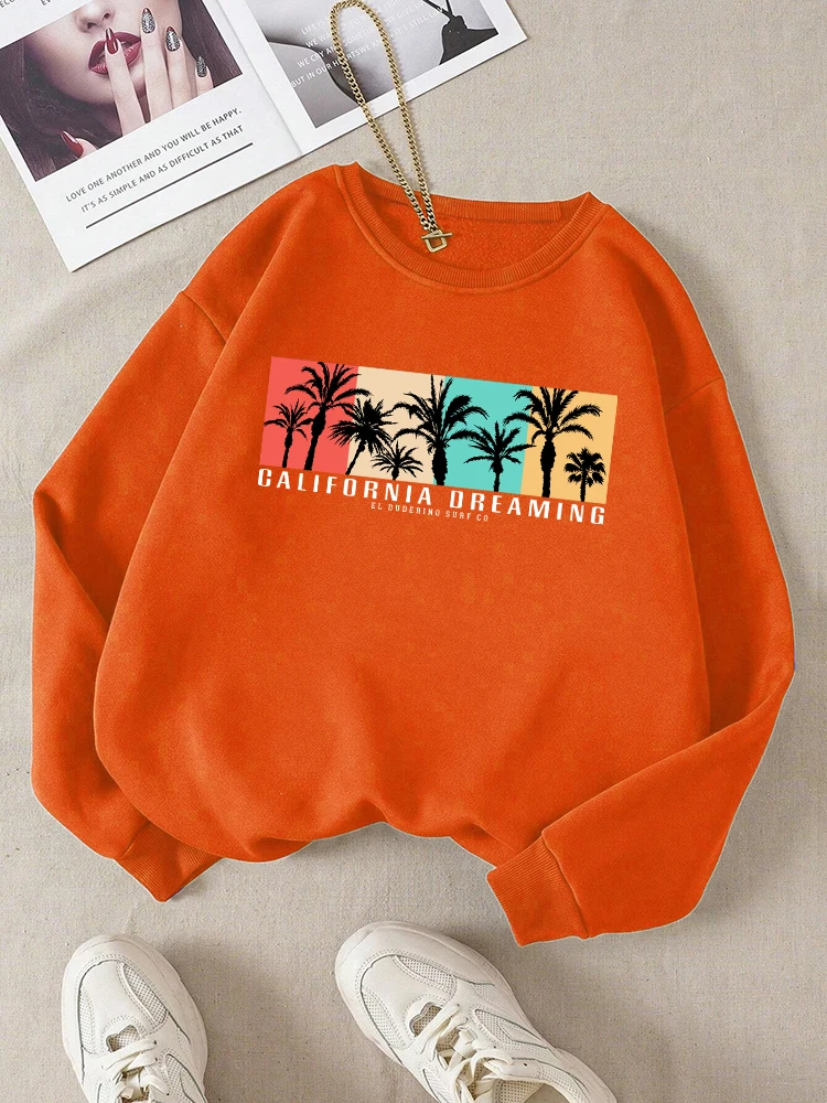 

Coconut Tree Landscape Printing Sweatshirt Mens Autumn Warm Comfortable Clothes Simple Basic Street Casual Versatile Top Male