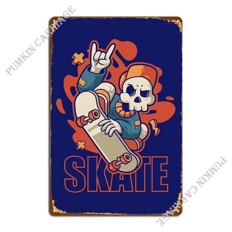 

Skater Skull Metal Sign Club Decoration Create Wall Cave Create Tin Sign Poster