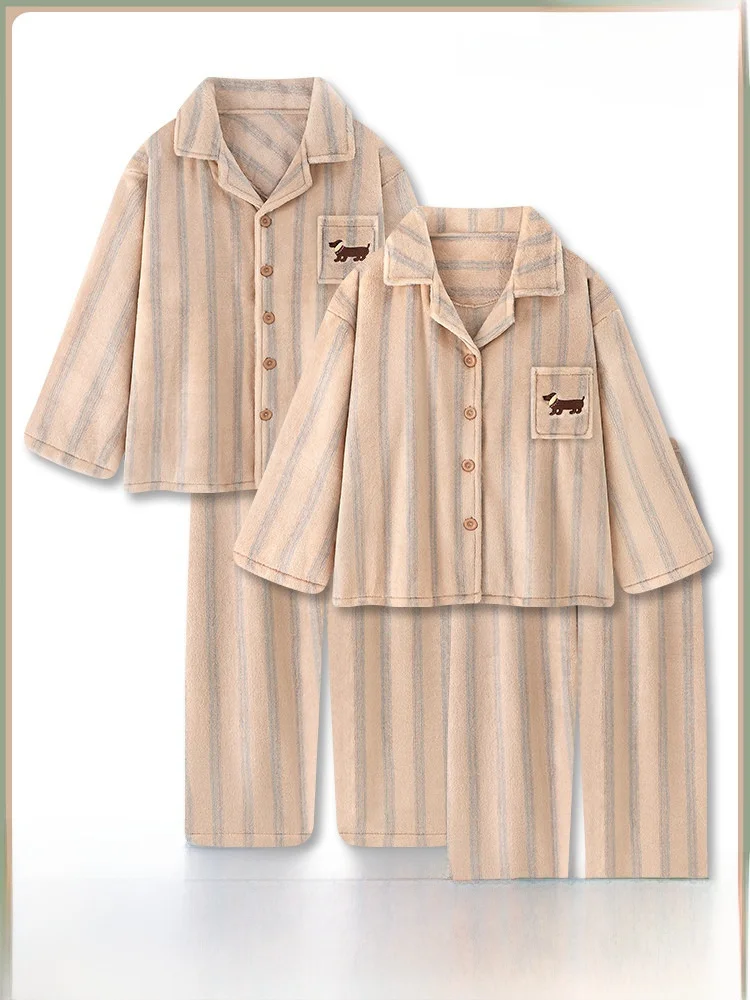 

Комплект домашней одежды Cool Dog Couple Spwear из фланели, утепленный, зимний, для мужчин и женщин, повседневный, удобный, из полиэстеровой ткани