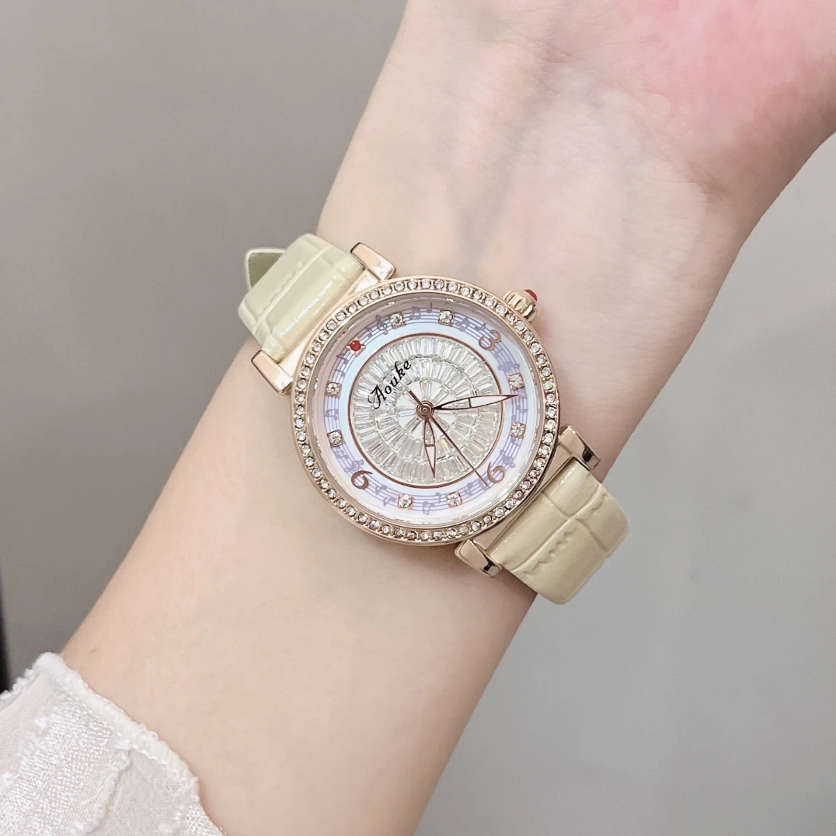 Music Symbol Design New Ladies Mechanical Watch Temperament Fashion Full Diamond Luxury Automatic Personality Elegant Watch Gift