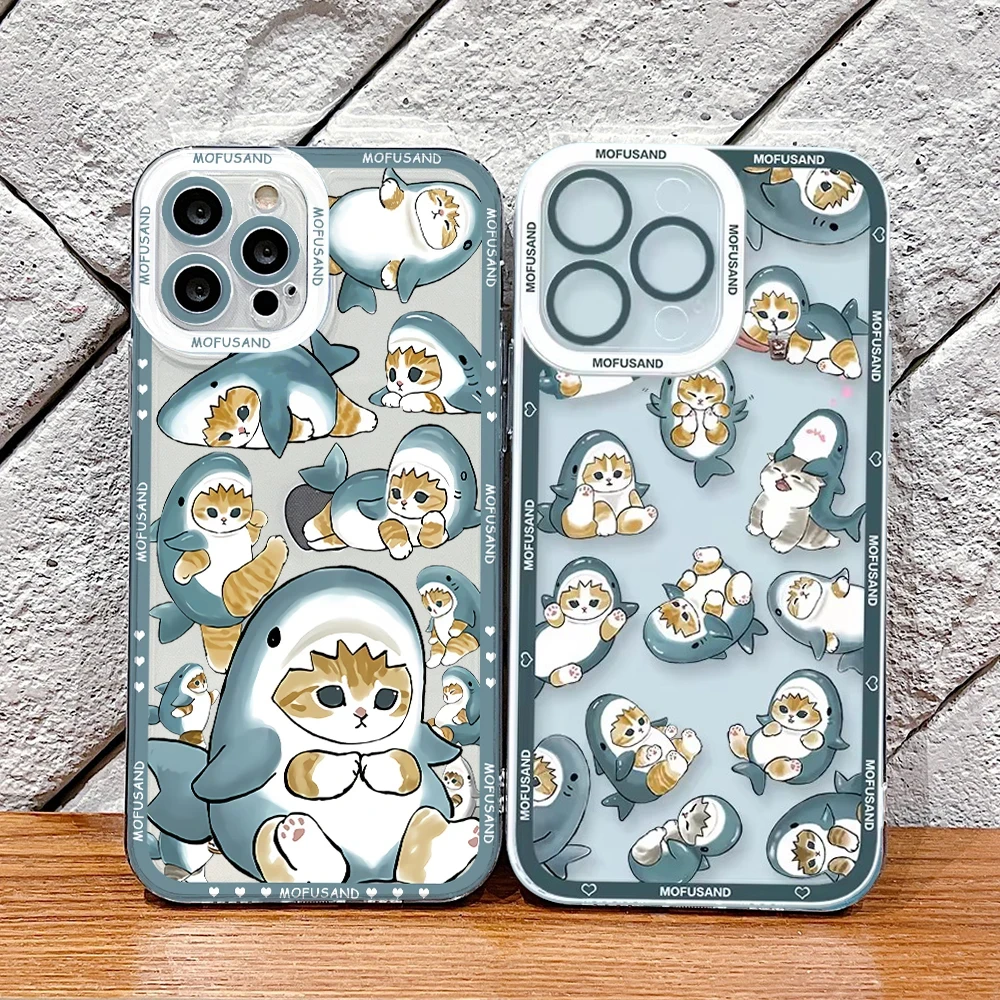 Case For Samsung Galaxy S24 S23 S22 Ultra S21 S20 FE Note 20 10 Plus A15 A25 A35 A55 Cute Dessert Mofusand Cat Soft Clear Cover