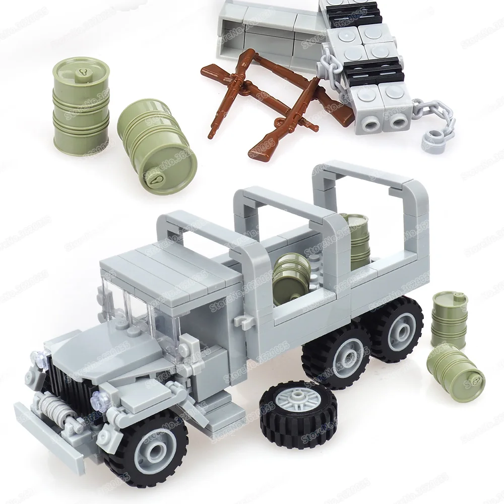 US military WW2 Building Block GMC CCKW Truck Assemble Transportation Figures Weapons Battle Model Child Christmas Gift Boy Toys