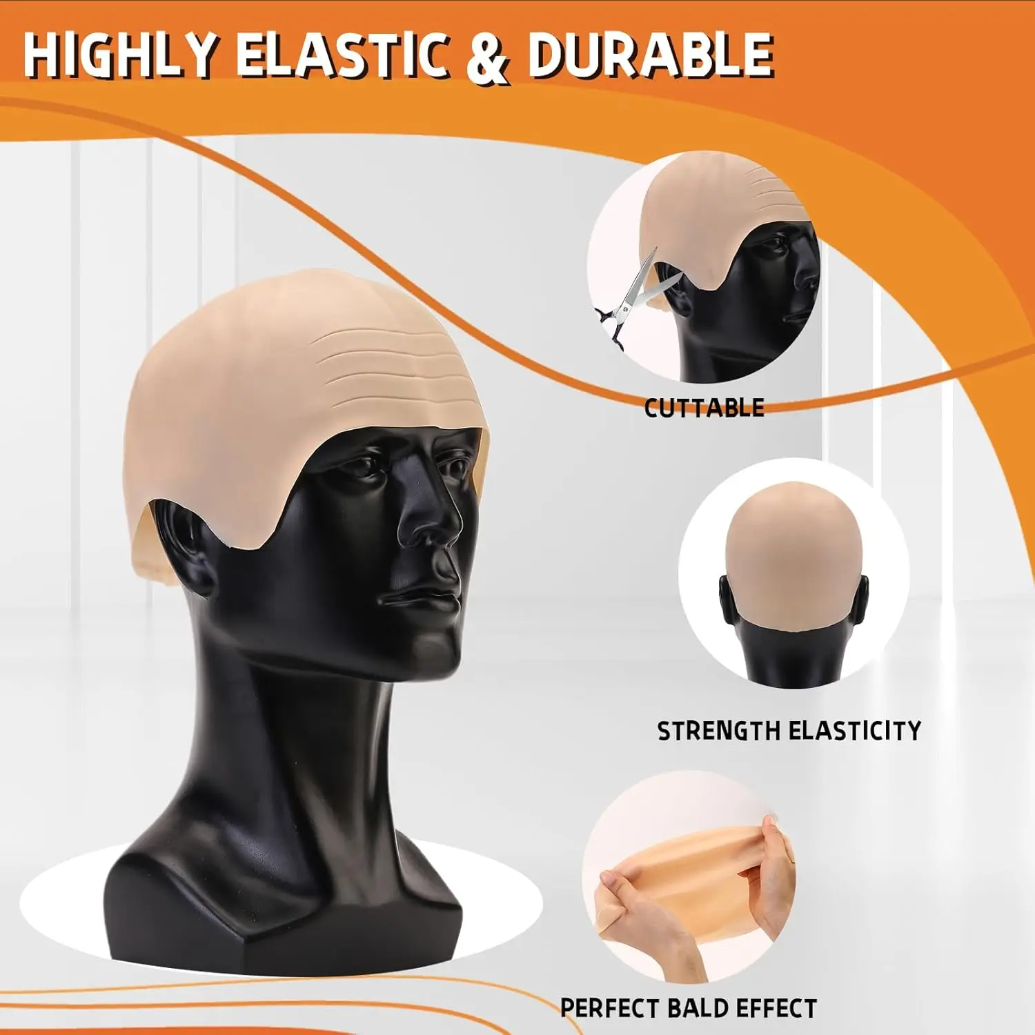 Peruki na Halloween dla dorosłych, męskie i damskie, grube, na łysą głowę, imitujące skórę głowy, peruki-czaszki, przebrania, peruki do cosplayu, nakrycia głowy dla dorosłych.