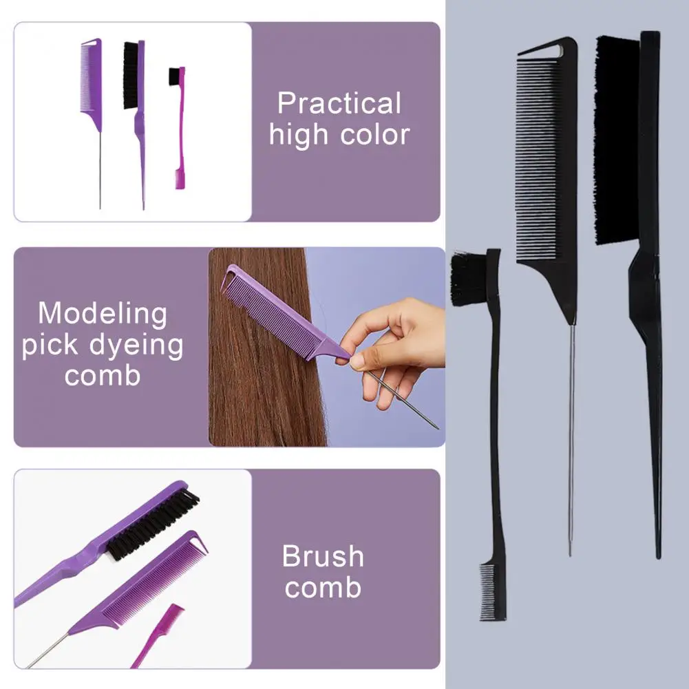 Hair Styling Comb Set Teasing Hair Brush Comb Rat Tail Combs Edge Brush Hair Tail Tools Braid Tool Loop Hairdressing Comb Set