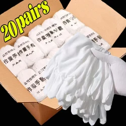 Guantes de algodón blancos con etiqueta de dedo completo para hombre y mujer, guantes desechables para camareros/conductores/joyas/trabaladores, guantes desechables con absorción de sudor