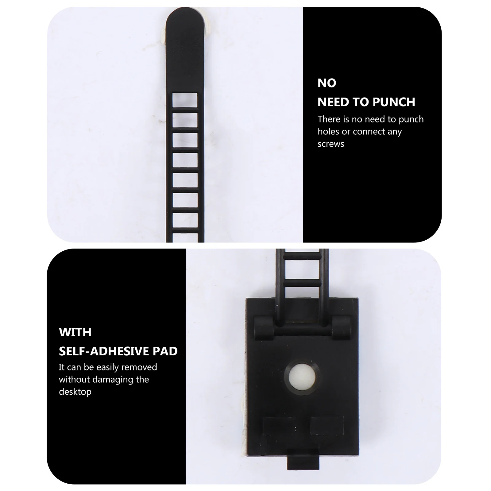 

50Pcs Adjustable Sticky Cable Organizer Clips Self-Adhesive Wire Holders for Cable Management USB Power Cord Wire Straps