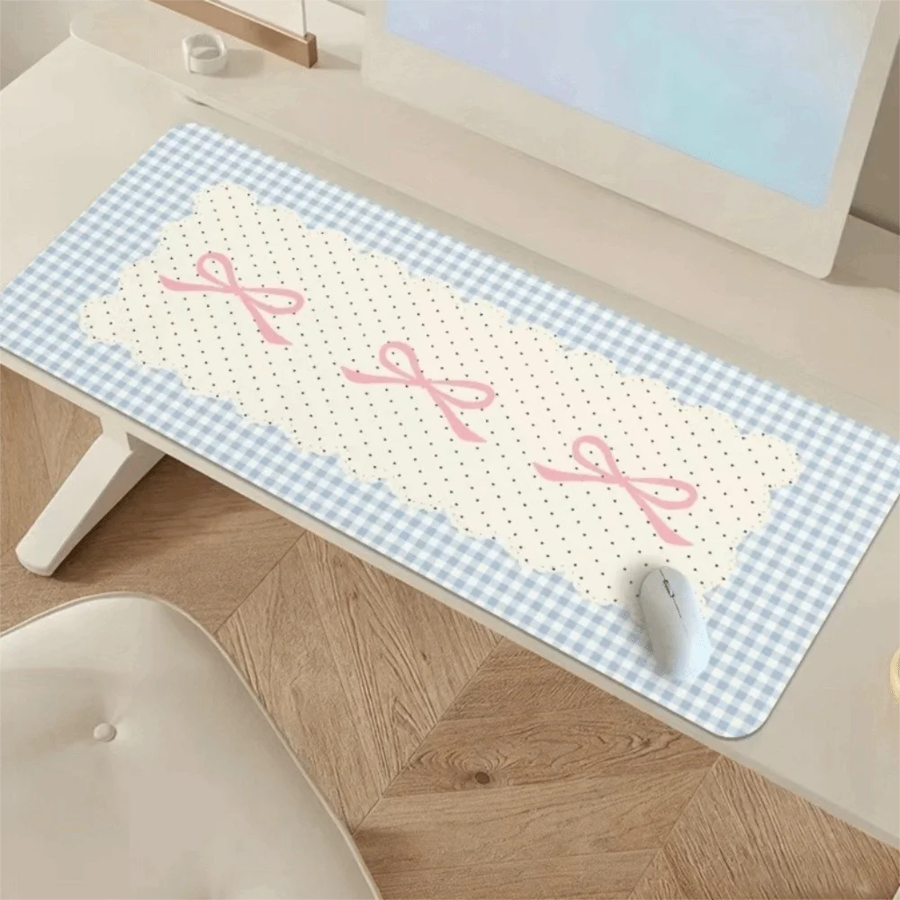 Bow Pattern Large Bow Shaped Mouse Pad Washable Thicken Bow Desk Mat Cute Non-Slip Bow Keyboard Pad Computer Desk