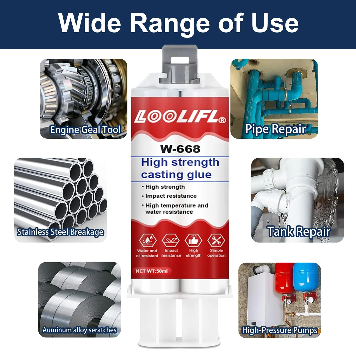 AB صب الصمغ، إصلاح الشقوق المعدنية، مانع التسرب، لاصق للحديد والألمنيوم والنحاس والصلب والسيراميك والبلاستيك، مقاوم للحرارة العالية حتى 150 درجة مئوية، عالي القوة.