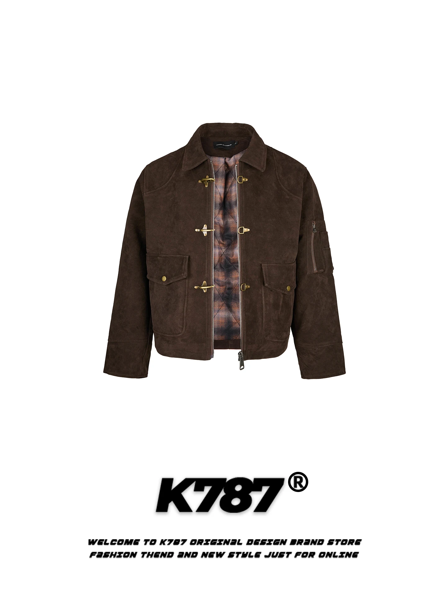 

K787 American Retro Cotton Jaet Thiened Warm Loose Fit Collar Men's Sle Couple's Coat Youth ular Casual Wear