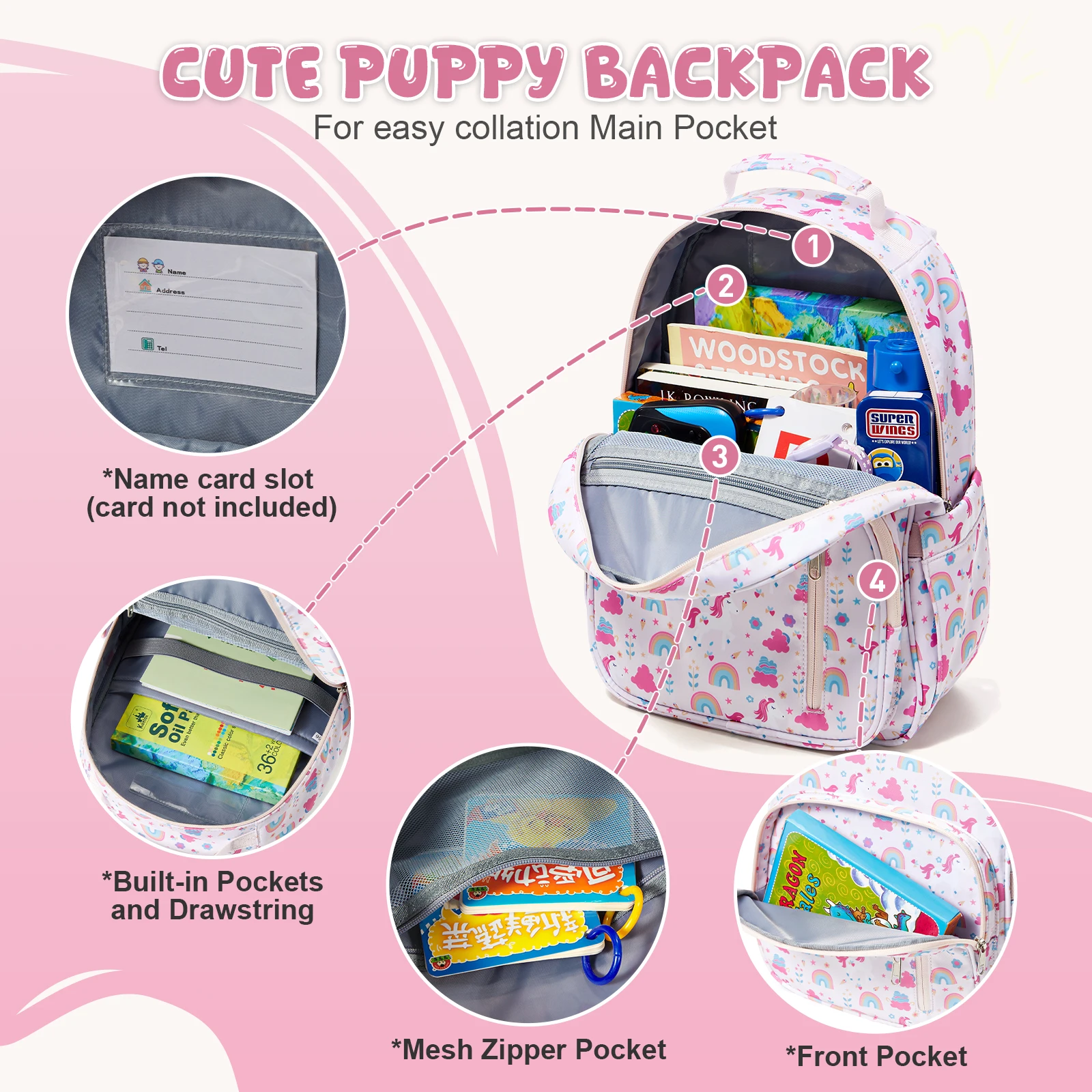 Kindergarten Backpack Girl Boy，Casual Children Backpack with chest strap Small School Backpack for 2-4 Years Old Boy, Travel Bag